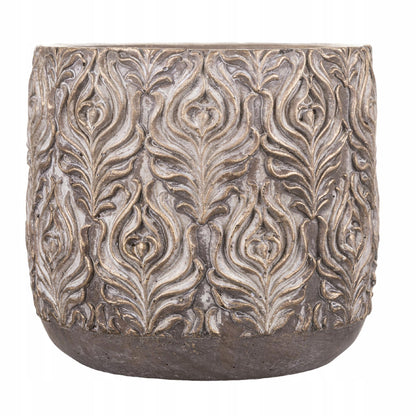 Osłonka brązowa cementowa 17 x 17 cm beton złoty