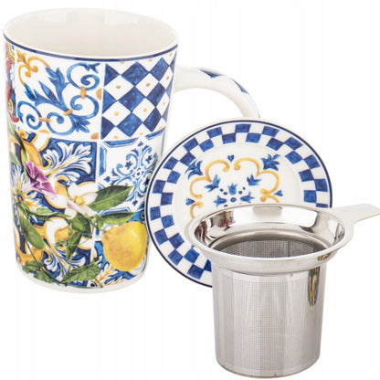 Kubek z zaparzaczem w pudełku prezentowym porcelanowy 400 ml