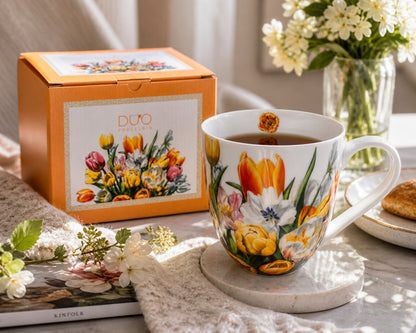 Kubek porcelanowy Mega duży XXL w pudełku 1000ml na prezent tulipany kwiaty