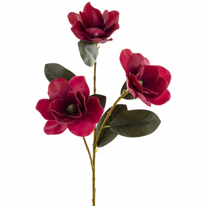 Kwiat Sztuczny 80cm magnolia gałązka dekoracyjna burgundowa