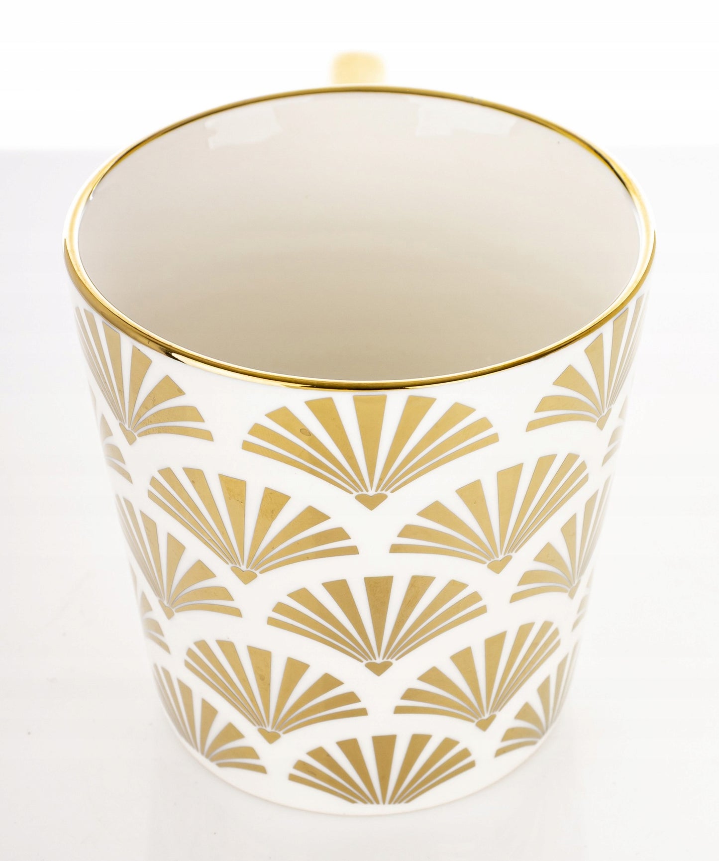 Porcelanowy Kubek elegancki złote ucho 310ml gustowny na prezent