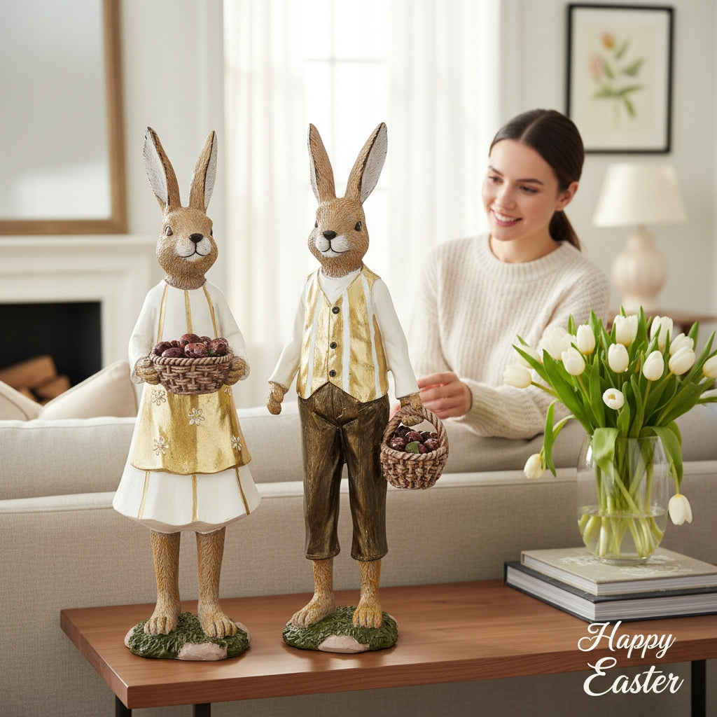 2szt zestaw figurek Pan i Pani Królik figurka wielkanocna zajączek zające