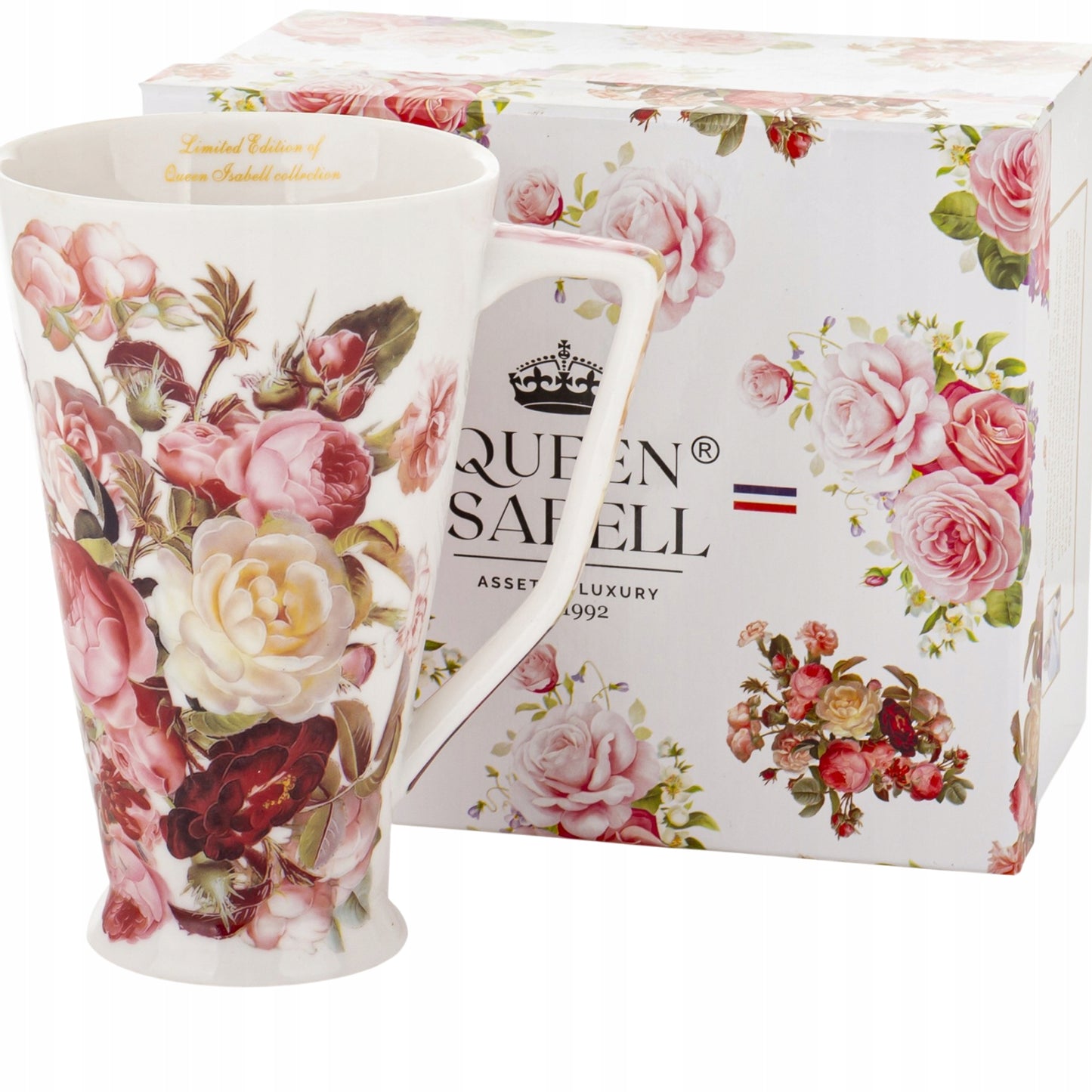 Kubek Porcelanowy w Kwiaty Styl Vintage Elegancki do Kawy Herbaty prezent