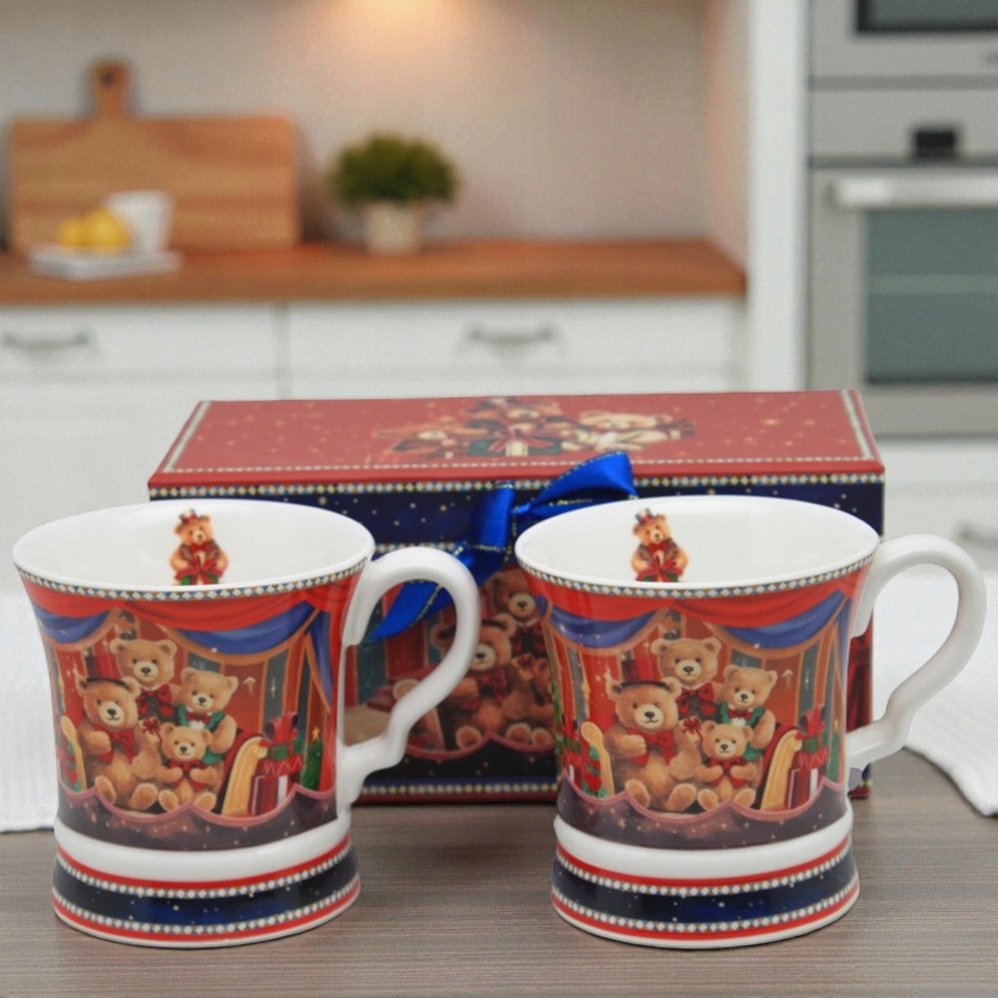 komplet kubków porcelana w pudełku zestaw porcelanowy 2szt Kubek świąteczny