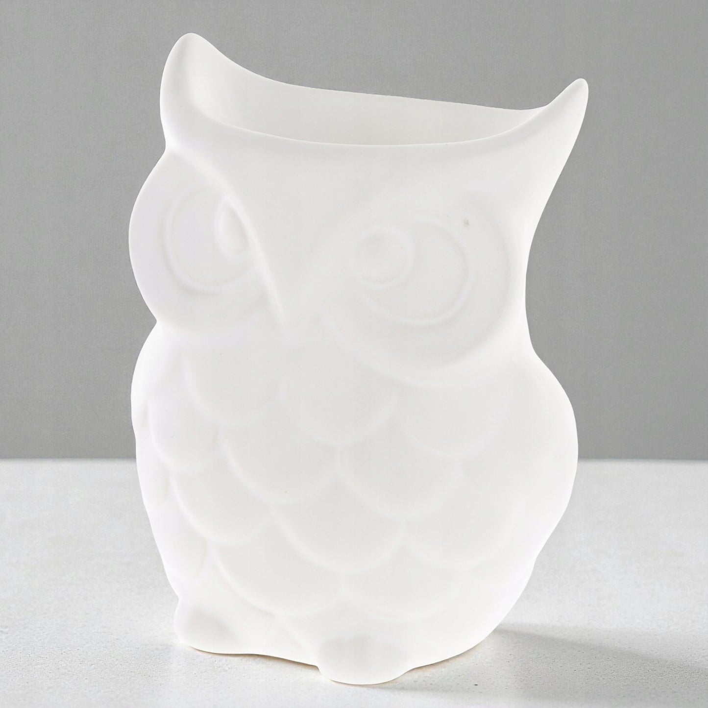 Kominek zapachowy ceramiczny biały sowa figurka podgrzewacz olejków 12 cm