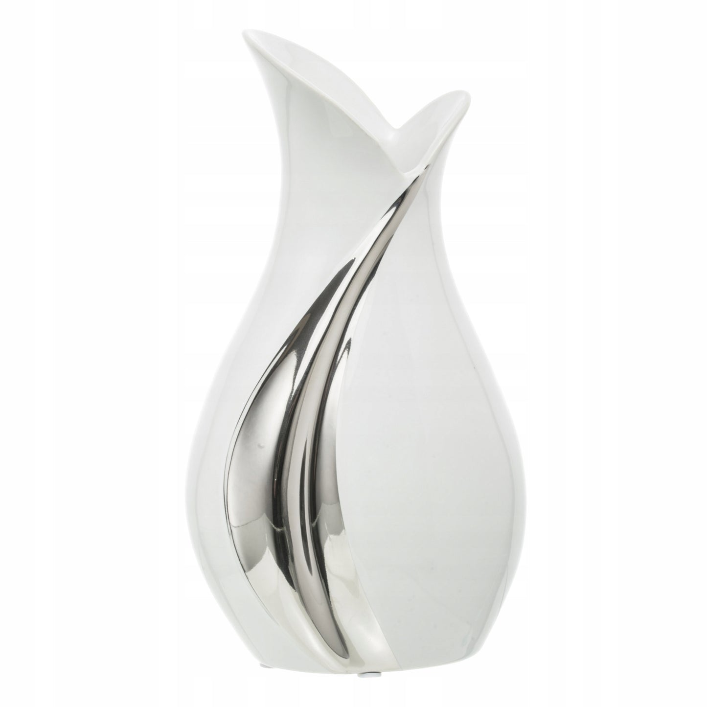 Wazon ceramiczny biało-srebrny 30,5 cm glamour modern biały srebrny