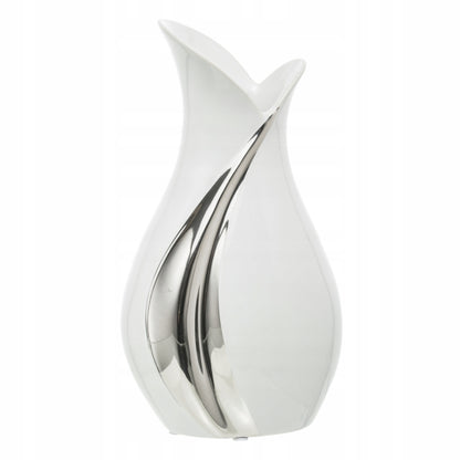 Wazon ceramiczny biało-srebrny 30,5 cm glamour modern biały srebrny