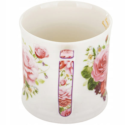 Kubek porcelanowy w róże 360 ml kwiatowy Prezent w pudełku na herbate 360ml