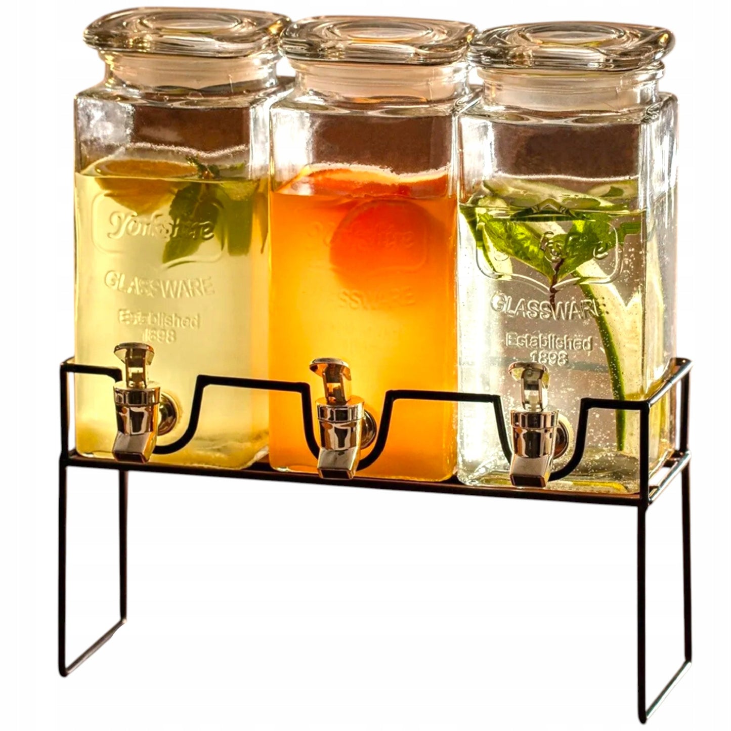 Komplet słoików z kranikiem 3x1,5L dozownik dystrybutor do lemoniady, soku