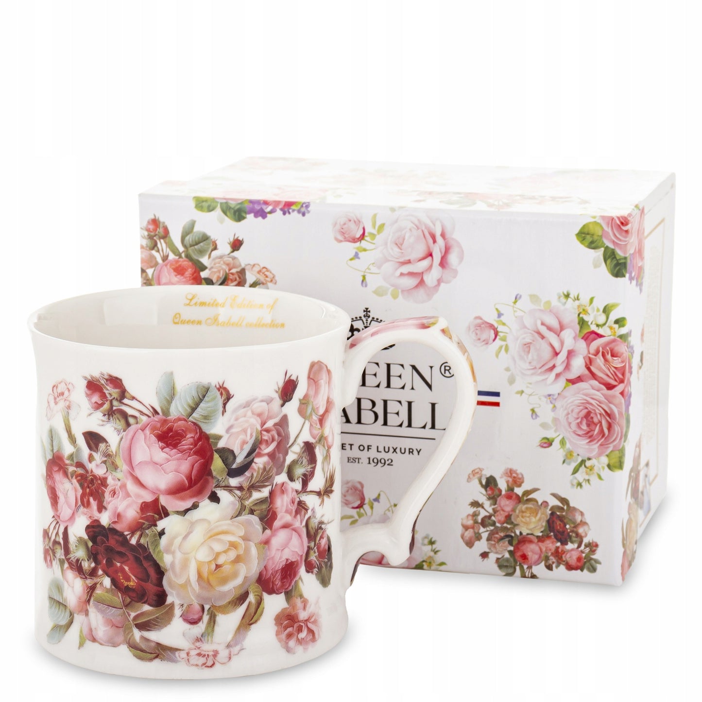 Kubek porcelanowy w kwiaty Queen Isabell porcelana w pudełku 360 ml