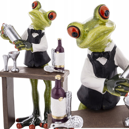 Ozdobna Figurka żabka Żaba Barman z shakerem do drinków