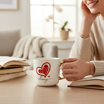 Duży porcelanowy kubek w pudełku na walentynki prezent 385 ml