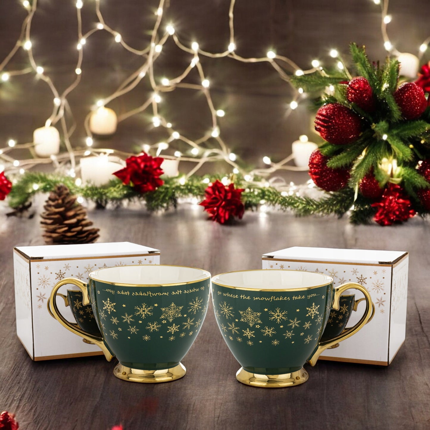 Kubek porcelana 380 ml w pudełku prezent świąteczny duży filiżanka