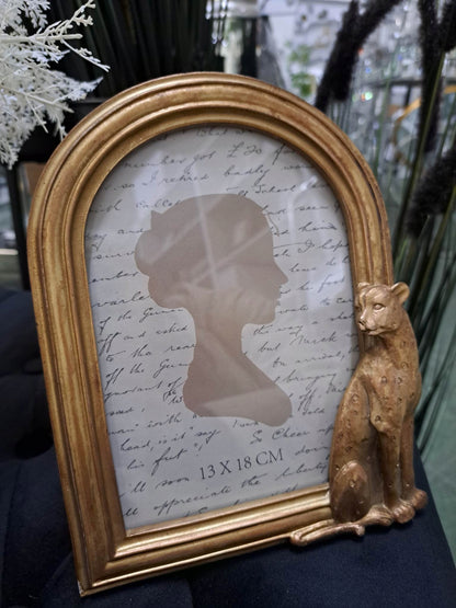 Ramka na zdjęcia 13x18 cm złota pantera stawiana