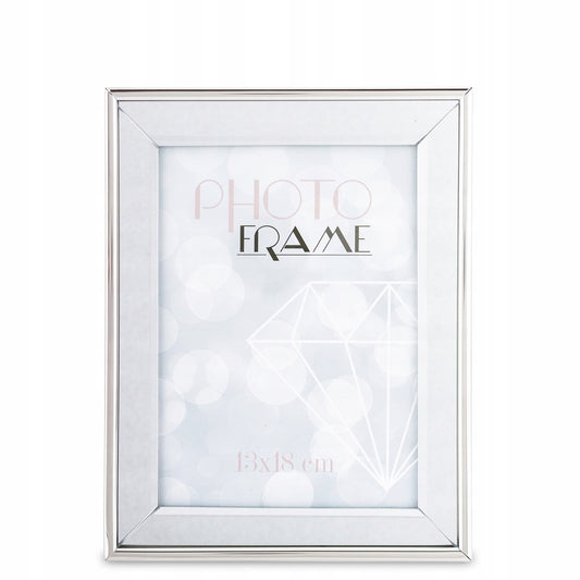 srebrna ramka na zdjęcie 13x18 lustrzana glamour stawiana zawieszana