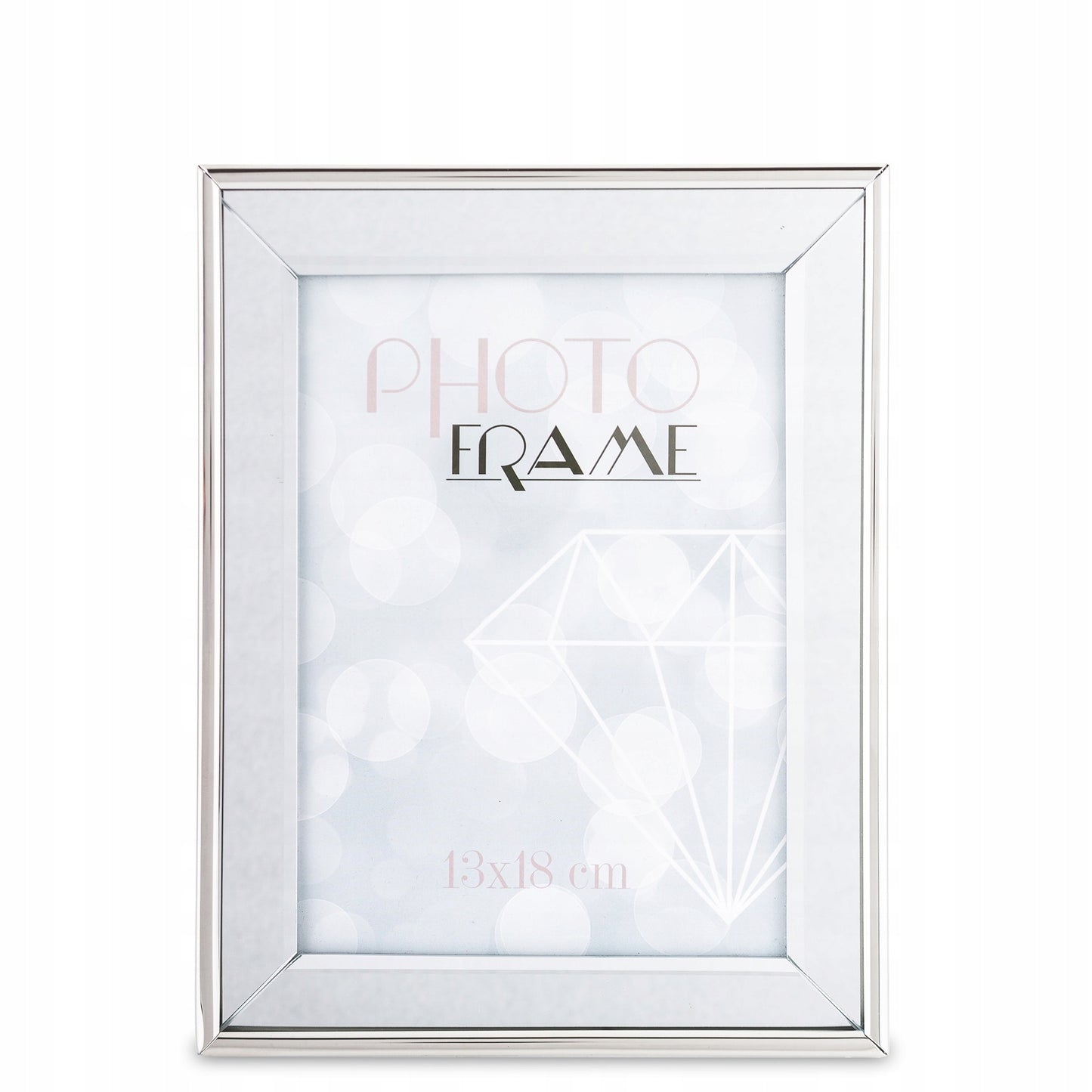 srebrna ramka na zdjęcie 13x18 lustrzana glamour stawiana zawieszana