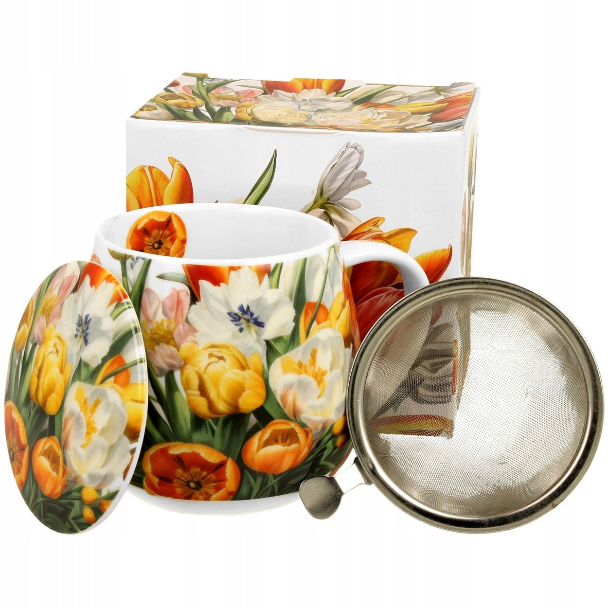 Kubek zaparzacz baryłka w pudełku porcelana 430 ml na prezent