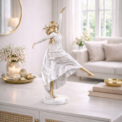 Figurka baletnica kobieta w białej sukni elegancka ozdoba dekoracja 47cm