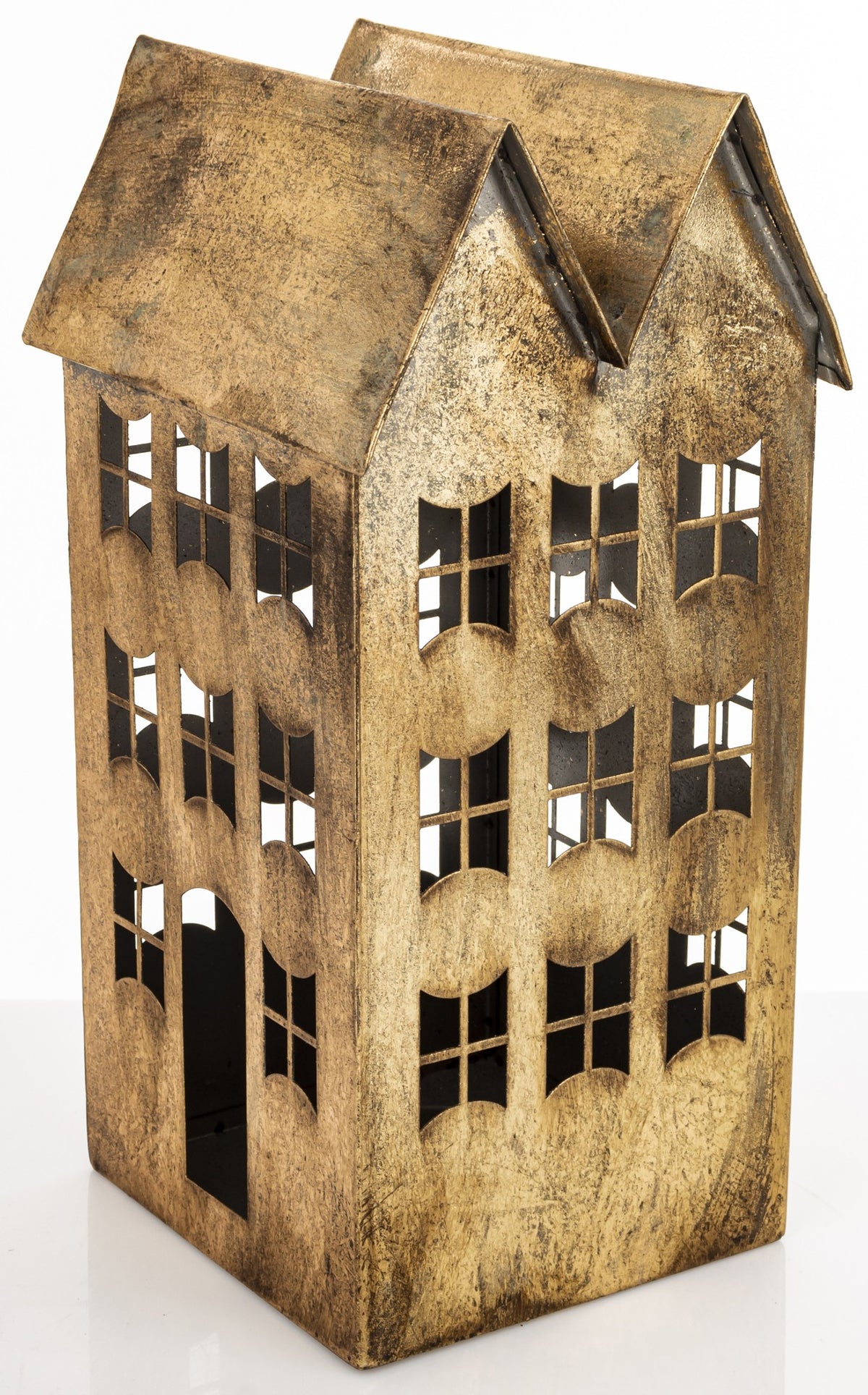 Figurka świąteczna Dekoracja Metalowa Domek złoty 35x18,5x16,5