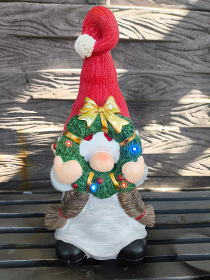 figurka świąteczna LED duży krasnal świąteczny gnom skrzat 38cm