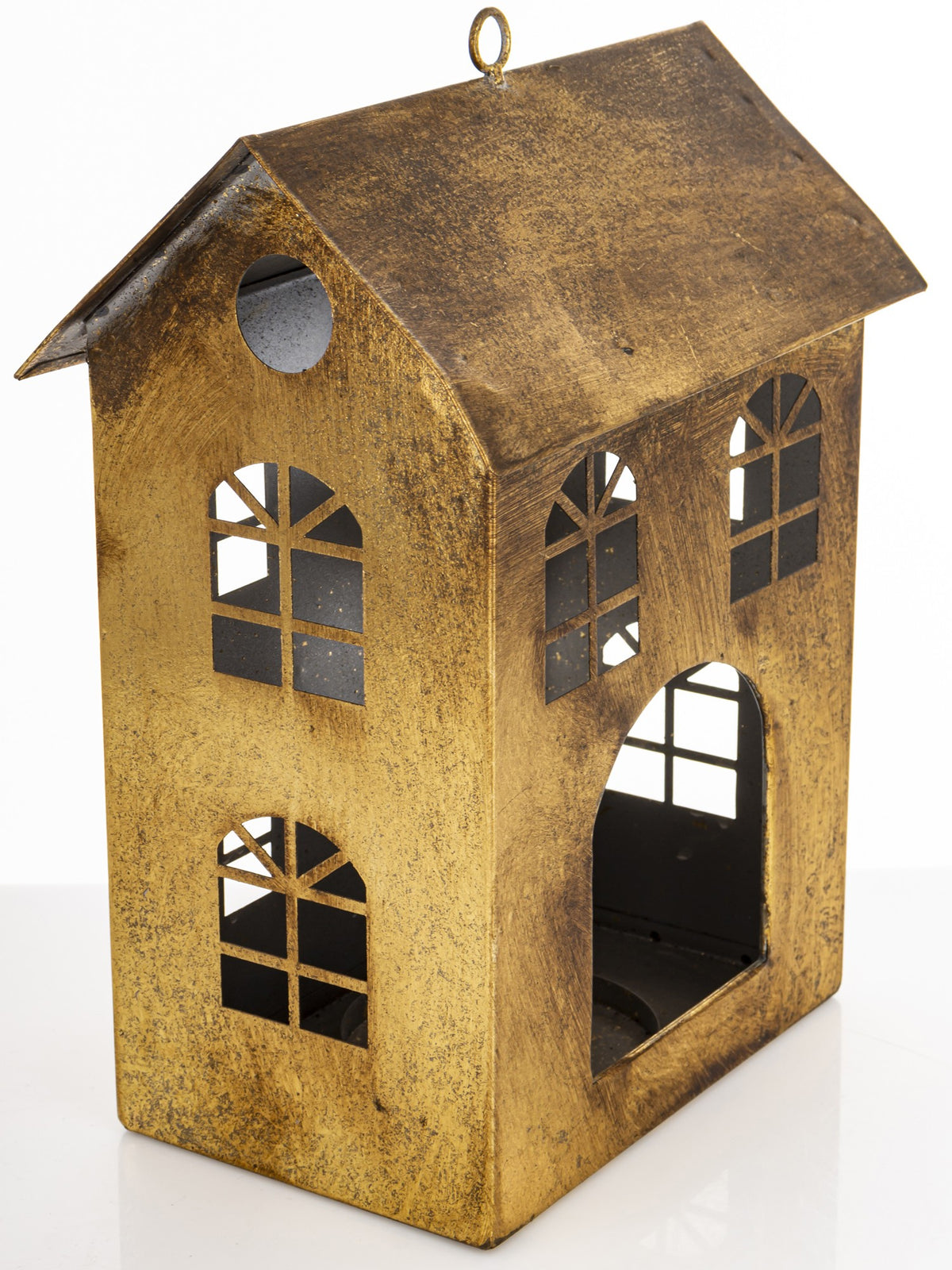 Figurka świąteczna Dekoracja Metalowa Domek złoty 29x21,5x14,5