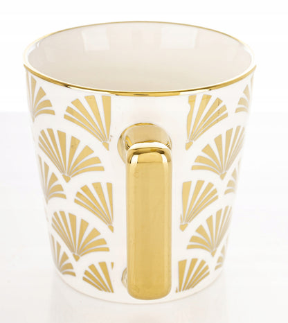 Porcelanowy Kubek elegancki złote ucho 310ml gustowny na prezent