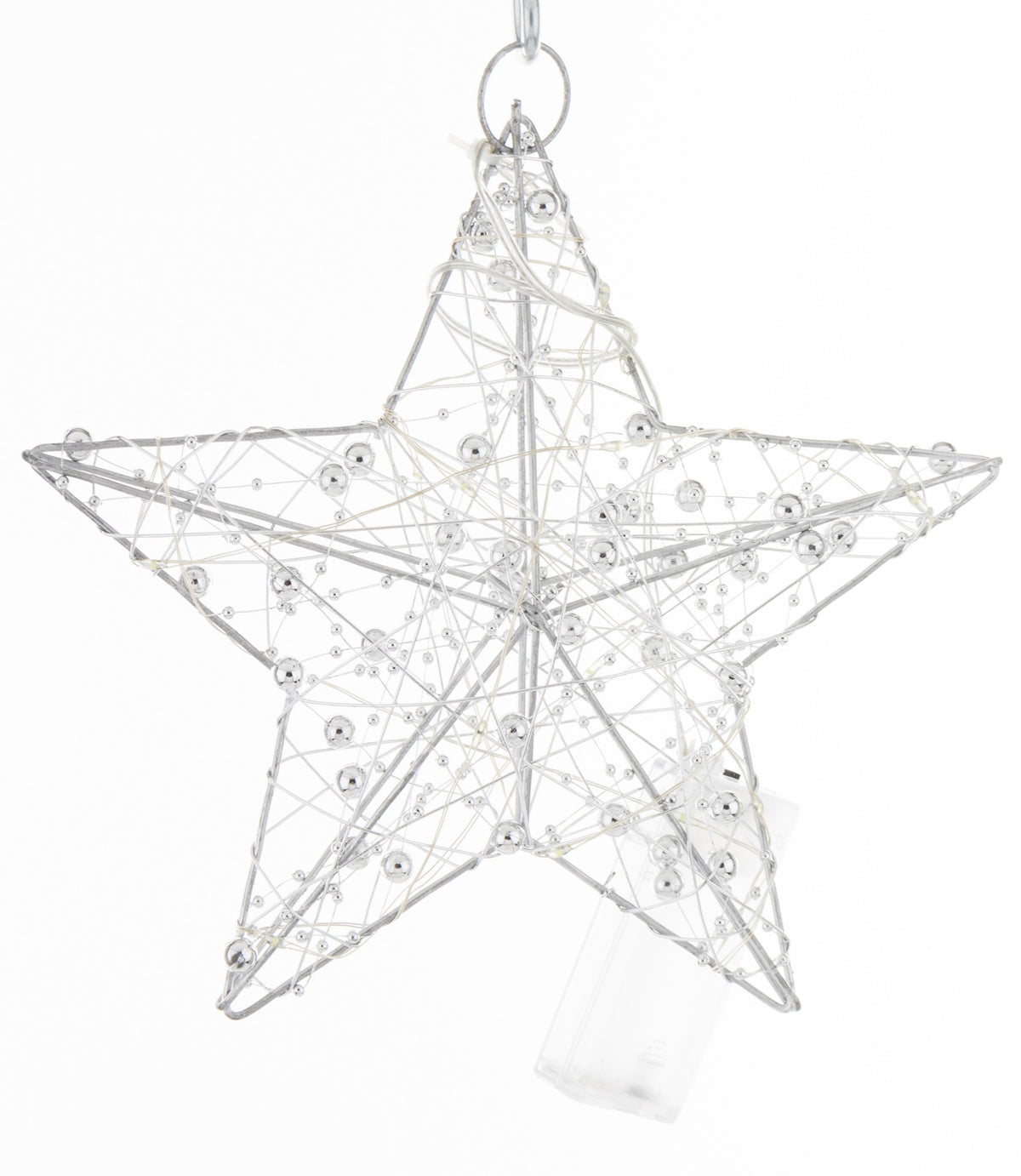 Ozdoba gwiazda LED metalowa srebrna 20x20x5 cm