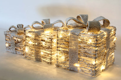 Ozdoba świąteczna LED Prezent 30x26x26 cm, 24x21x21 cm, 18x16x16 cm