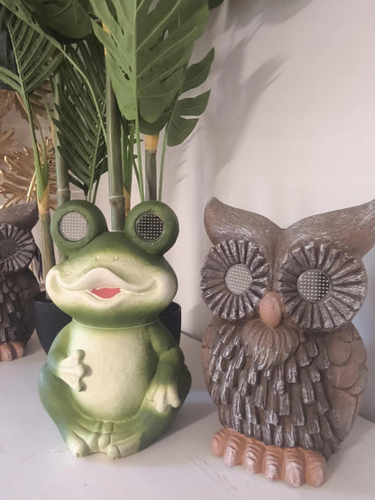 Solarna figurka Żaba lampa LED dekoracja ogrodowa z efektem ruchomych oczu