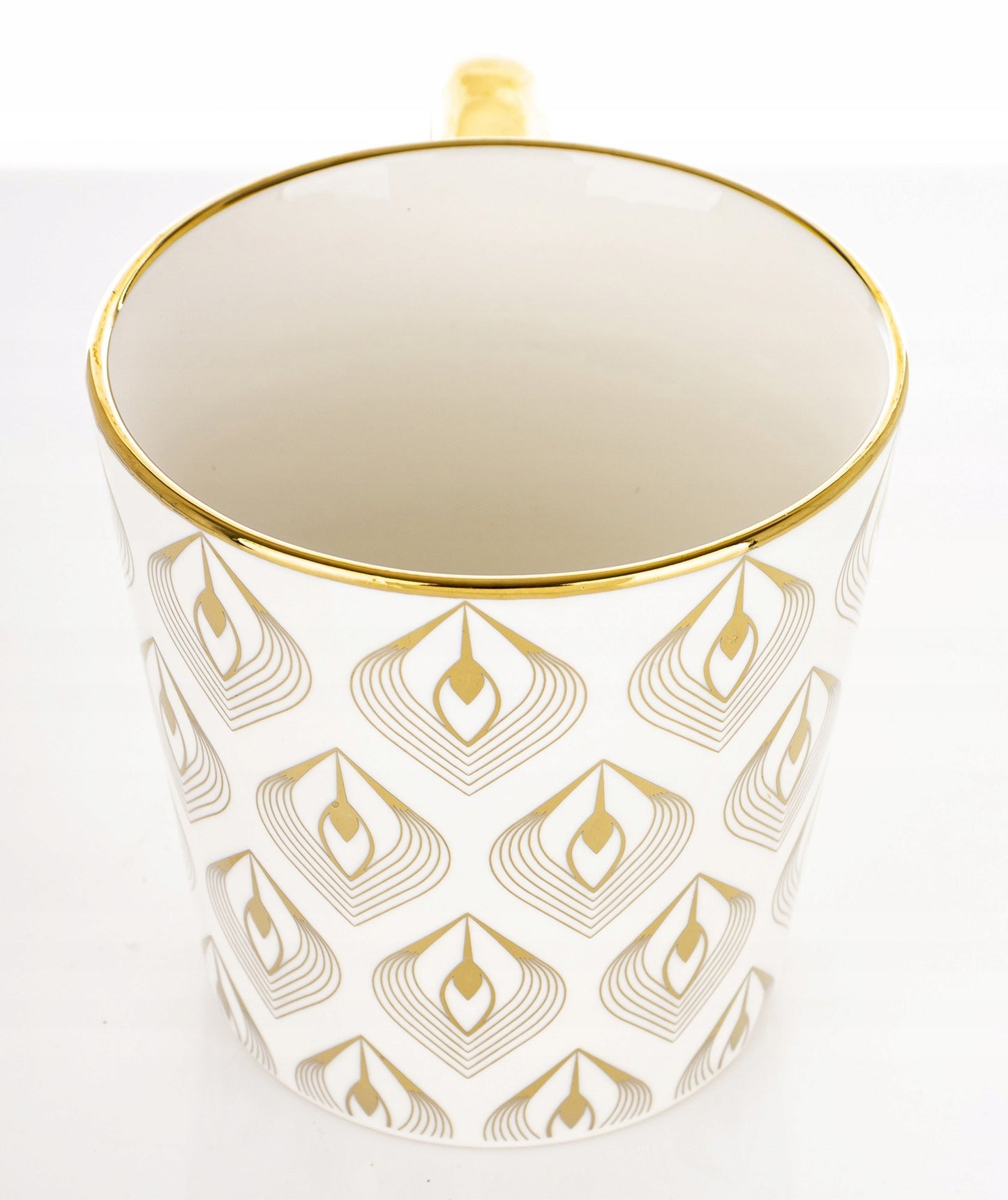 Porcelanowy Kubek elegancki złote ucho 310ml gustowny na prezent