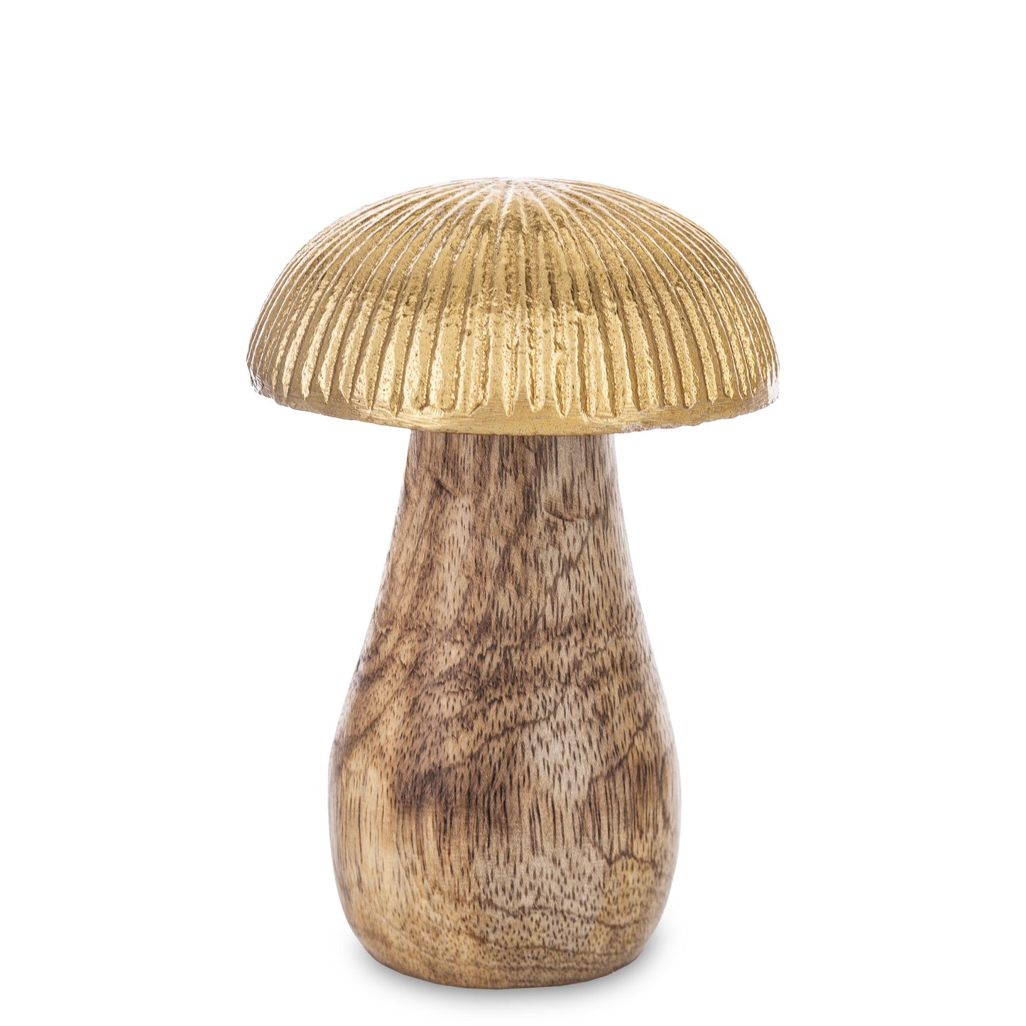 Figurka dekoracyjna grzyb drewniano-metalowa brązowo-złota 10,5x7x7 cm