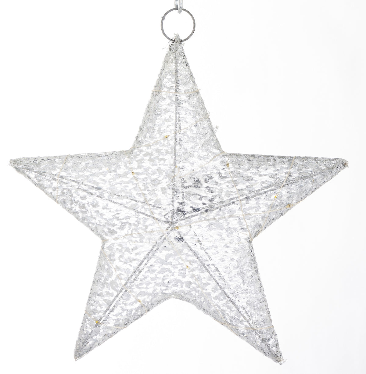 Ozdoba gwiazda LED tekstylna srebrna 31x30x6 cm