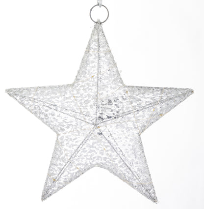 Ozdoba gwiazda LED tekstylna srebrna 31x30x6 cm