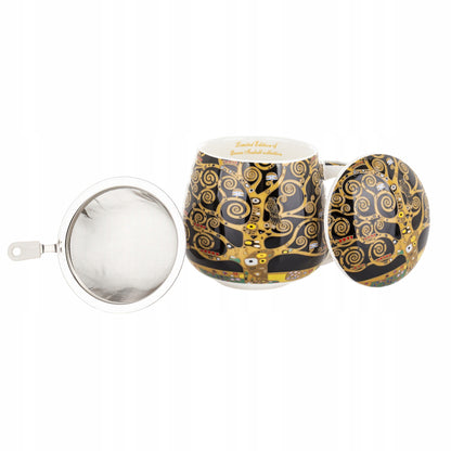 Kubek baryłka z zaparzaczem w pudełku Duo Gustav Klimt porcelana 430 ml