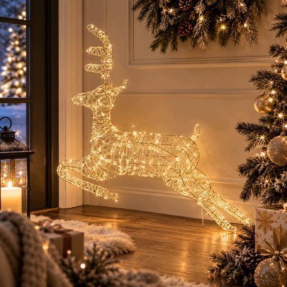 Ozdoba Jeleń LED złoty 66x78 cm dekoracja świąteczna świetlna Renifer