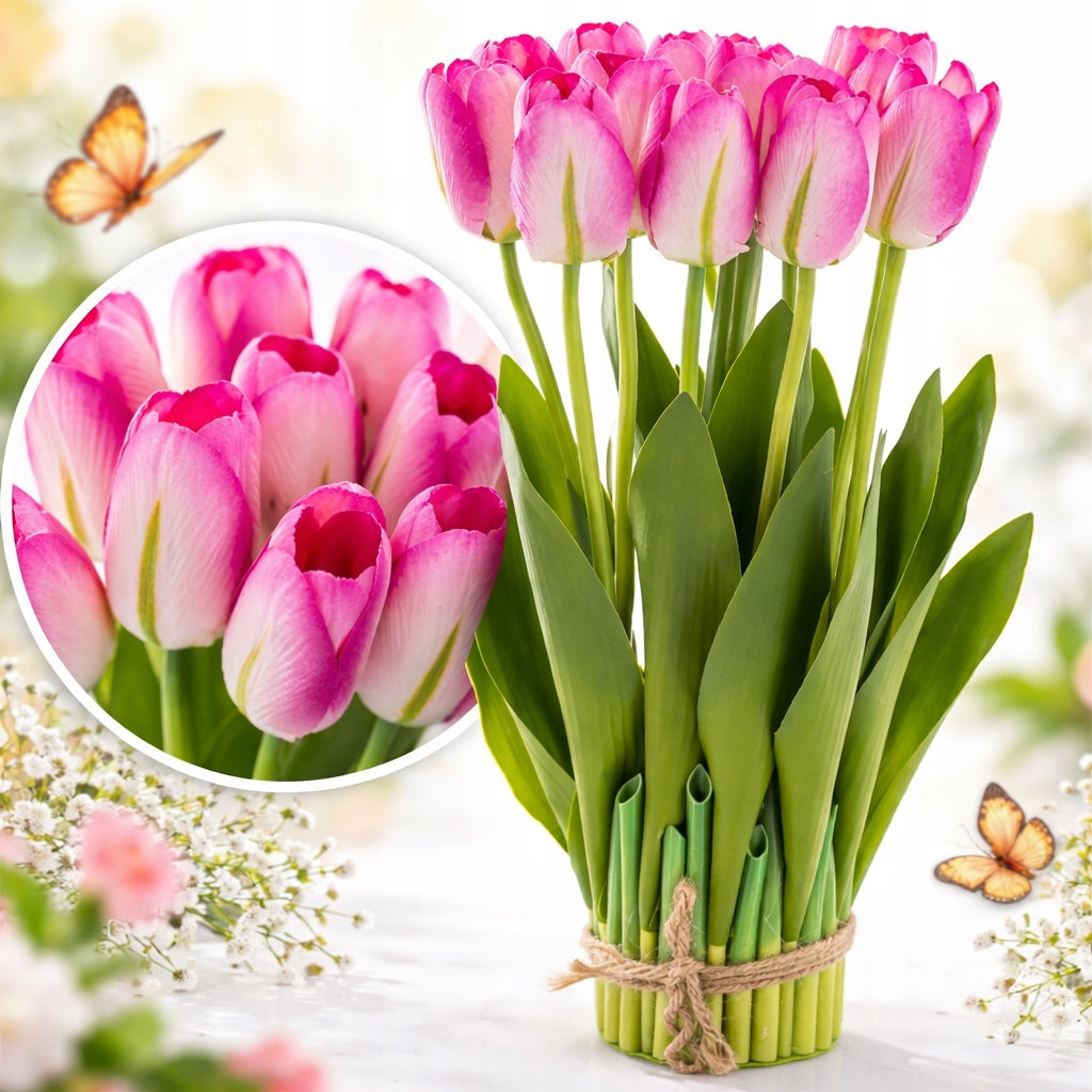 Bukiet Sztucznych Tulipanów tulipan różowy 38cm wiosenne kwiaty wielkanoc