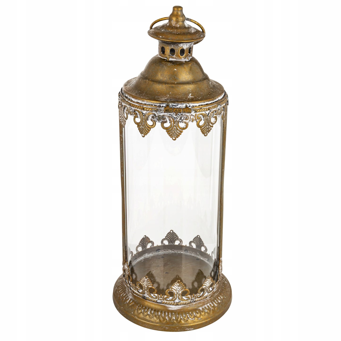 Lampion 45 cm metalowy India House Złoty Metal i Szkło Styl Orientalny