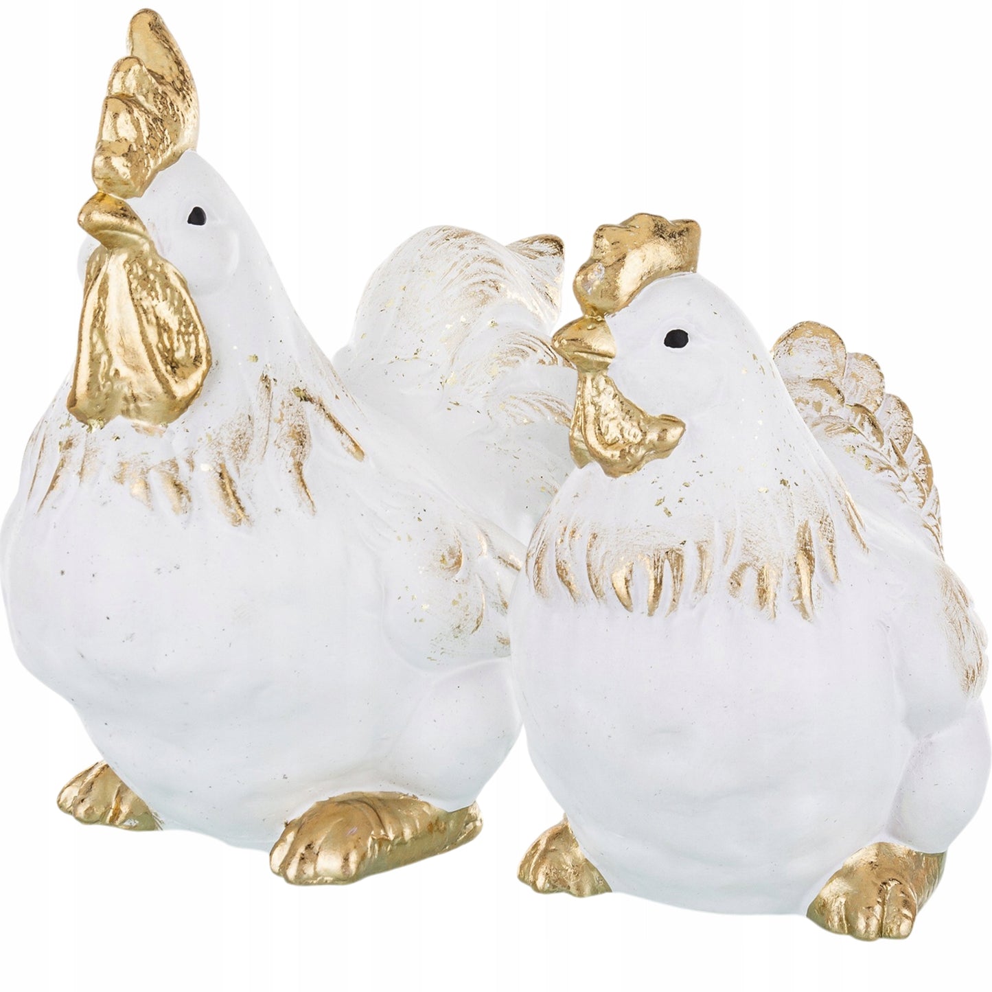 Kogut i Kura Komplet Figurka wielkanocna biało-złota 22cm ozdoba zestaw