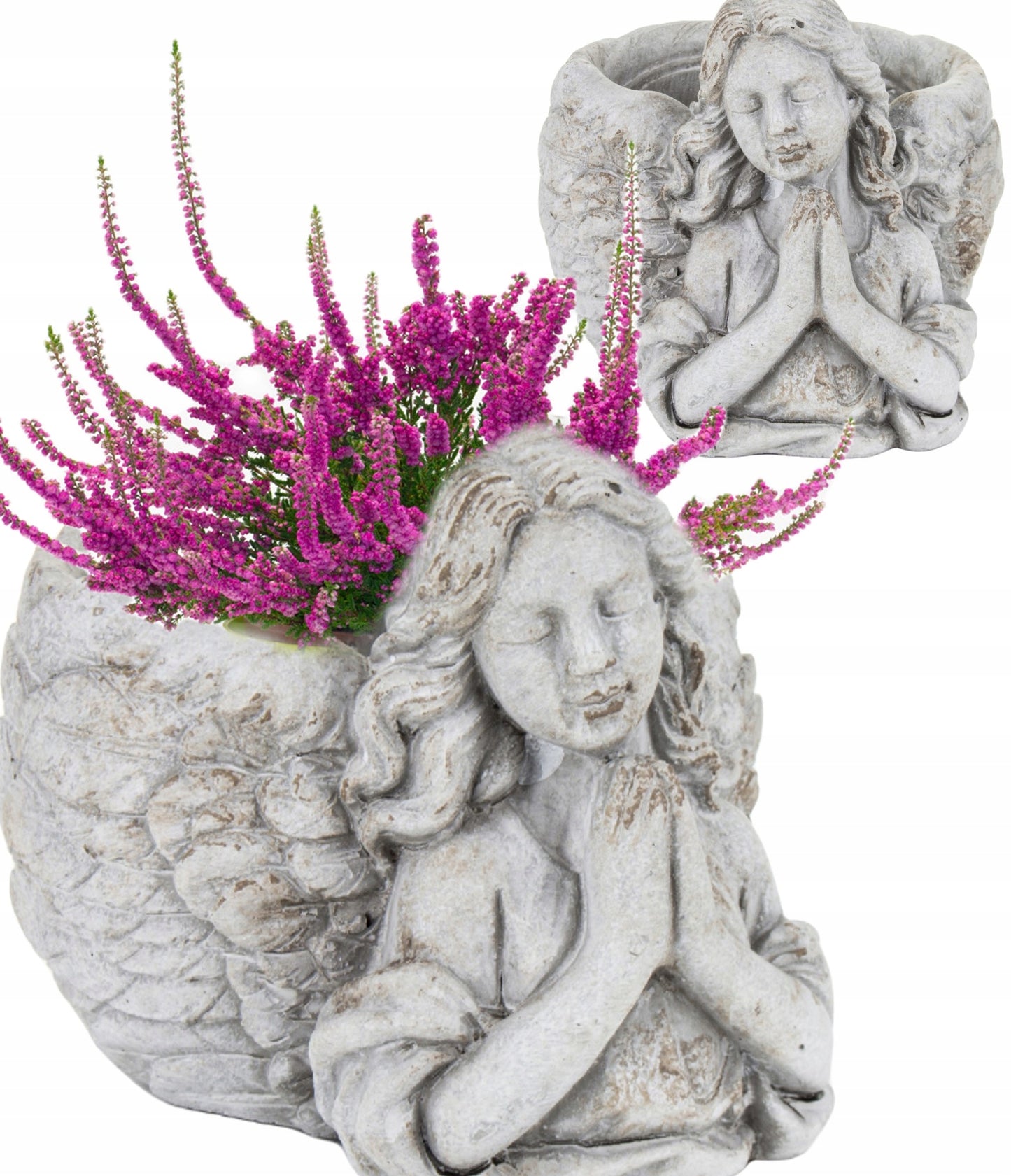 Osłonka betonowa doniczka Aniol szara 13x13x16cm