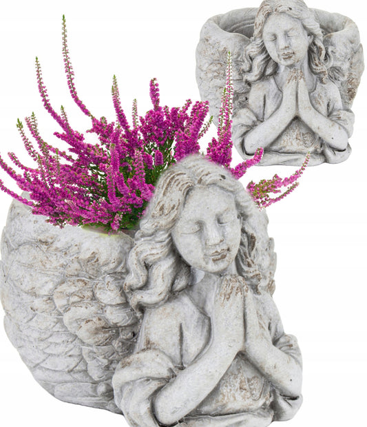 Osłonka betonowa doniczka Aniol szara 13x13x16cm