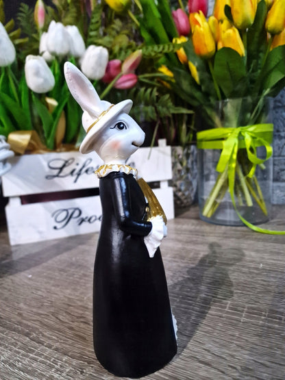 FIGURKA WIELKANOCNA PANI ZAJĄC KRÓLIK model XL czarny zajączek