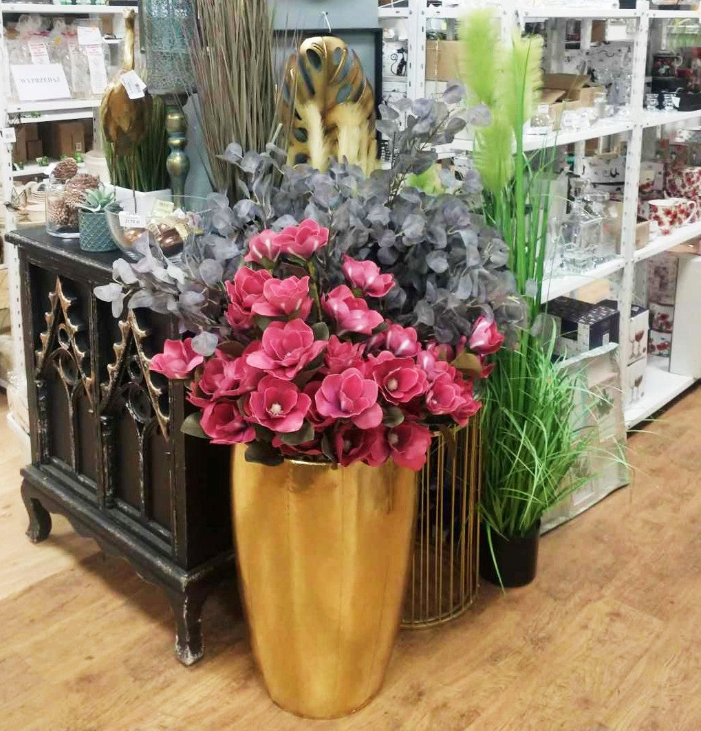 Kwiat Sztuczny 80cm magnolia gałązka dekoracyjna burgundowa