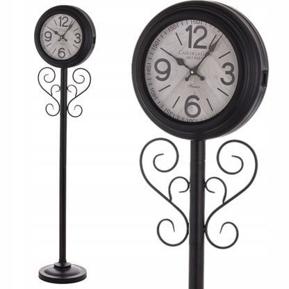 Zegar podłogowy metalowy czarny mat na nodze loft retro 151cm