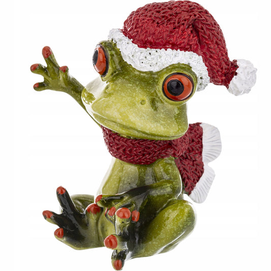 Figurka Świąteczna śmieszna żabka w czapce elf Żaba