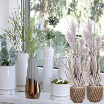 Trawa pampasowa sztuczna ozdobna w doniczce szara