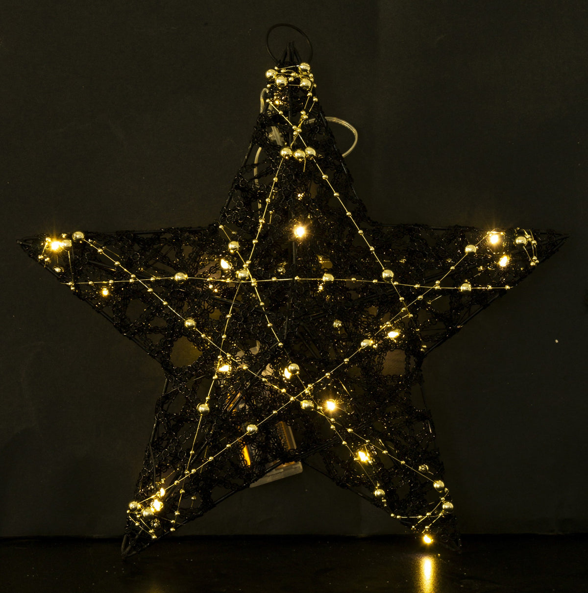 Ozdoba gwiazda LED z tworzywa czarno-złota 30x30x7 cm
