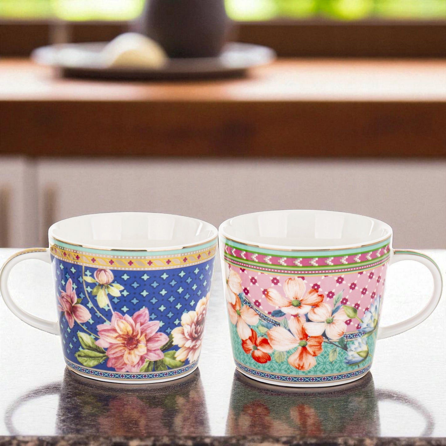 Zestaw Filiżanek ze Spodkiem 2 szt. 220 ml komplet porcelanowy kawowy