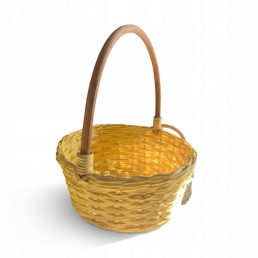 kosz wiklinowy żółty wielkanocny koszyczek 19 cm okragły na święconkę