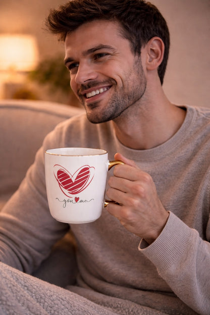 Duży porcelanowy kubek w pudełku na walentynki prezent 385 ml