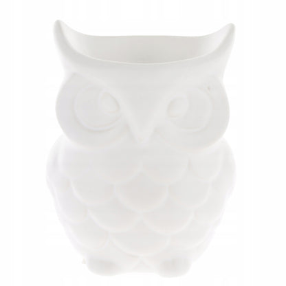 Kominek zapachowy ceramiczny biały sowa figurka podgrzewacz olejków 12 cm
